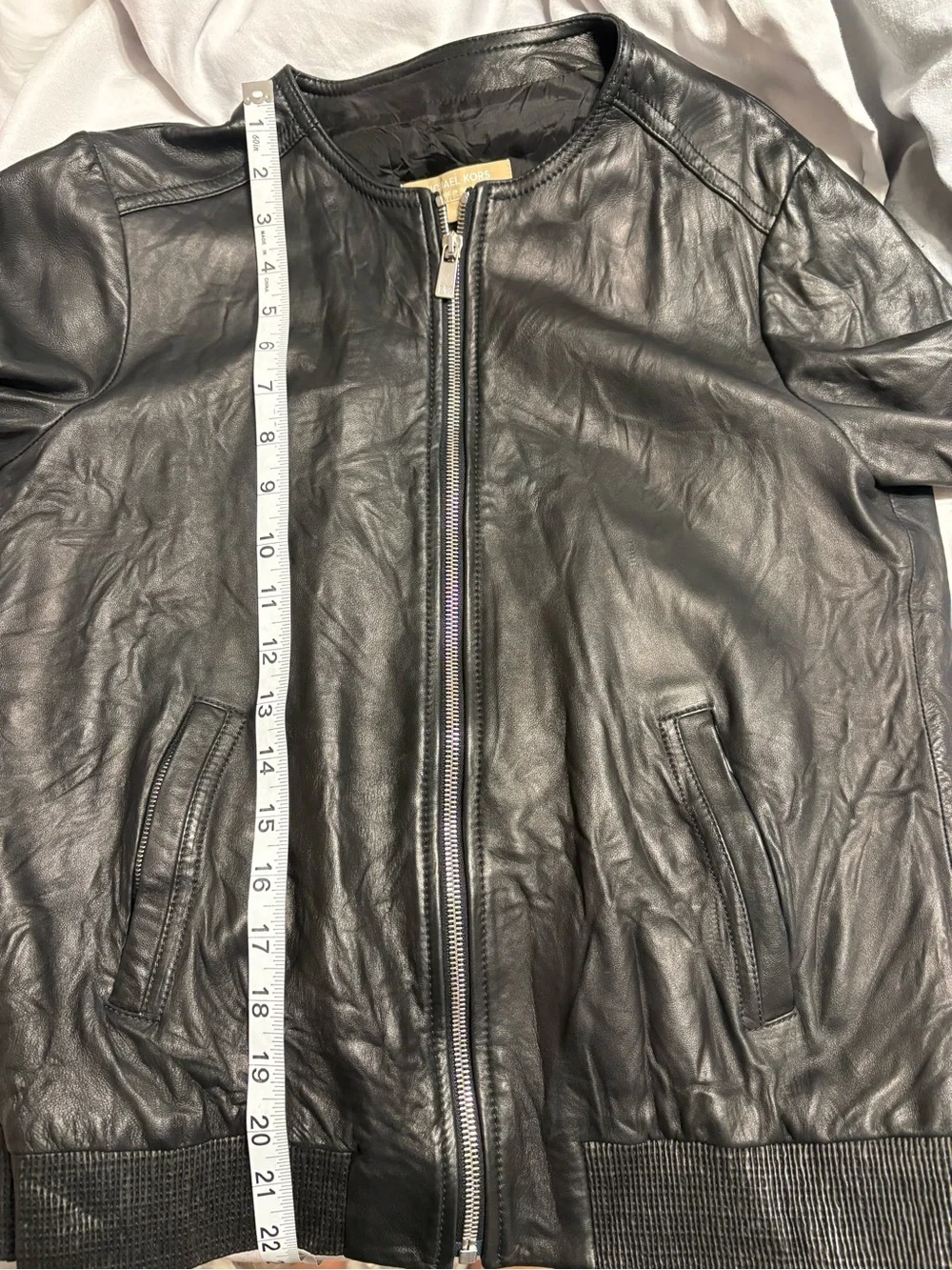 Michael Kors Collection Black Leather Bomber Jacket Made In Italy Luxury Sz 8